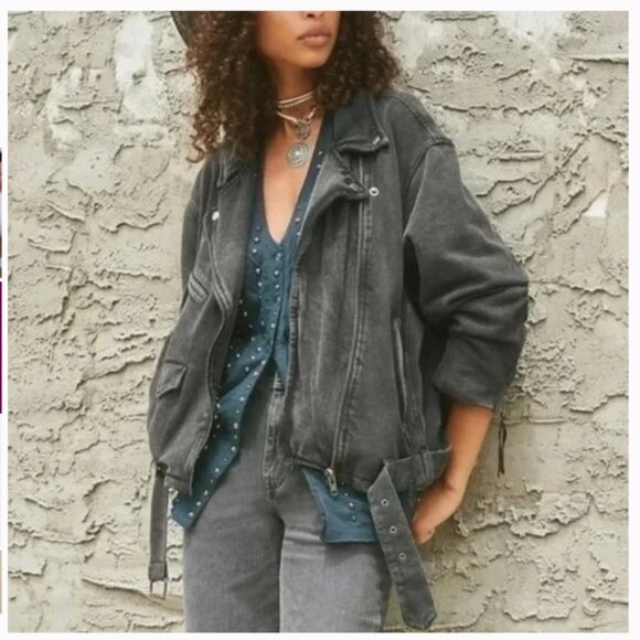 Free People / We The Free --Women’s Rebel Knit Moto Jacket—Size M - Picture 6 of 6